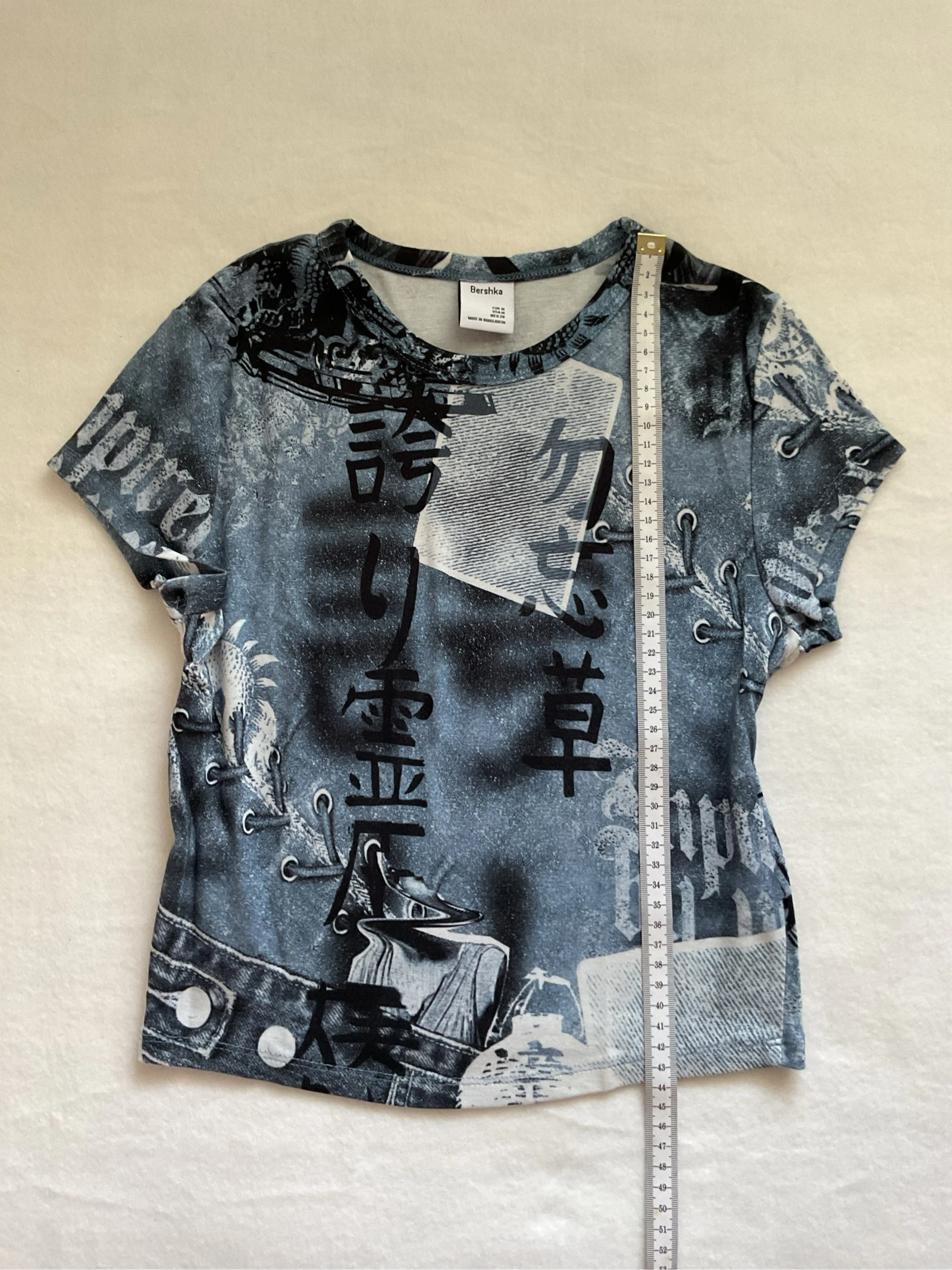 Top Cropped Bershka Azul Estampado Y2K | Tamanho M – photo 9